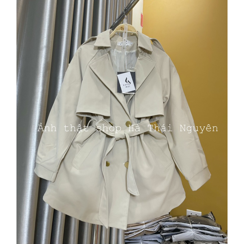 ÁO MĂNG TÔ TAY BỒNG CHẤT KAKI 2 LỚP