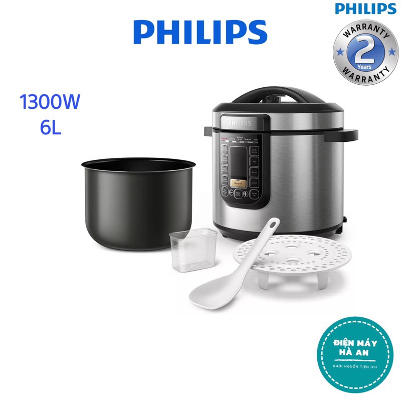 Nồi Áp Suất Điện Tử Philips HD2237 /66 (6L) - Hàng Phân Phối Chính Hãng (Thay thế mẫu HD2137)