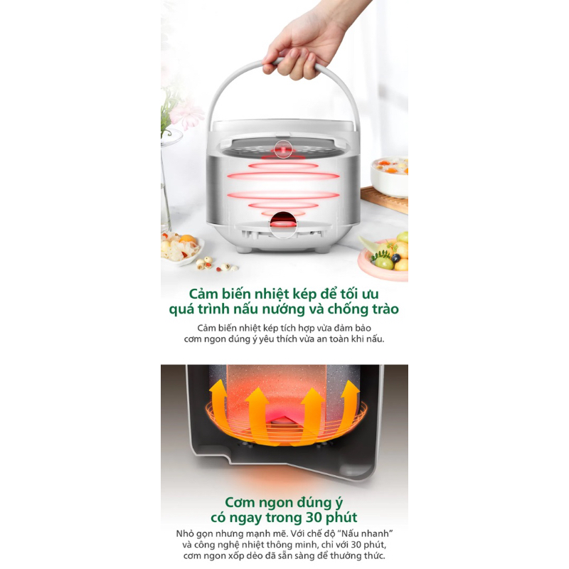 Nồi Cơm Điện Tử Mini Philips HD3170 /66 | 600W | 0.85 Lít - Hàng Chính Hãng - Bảo hành 24 tháng
