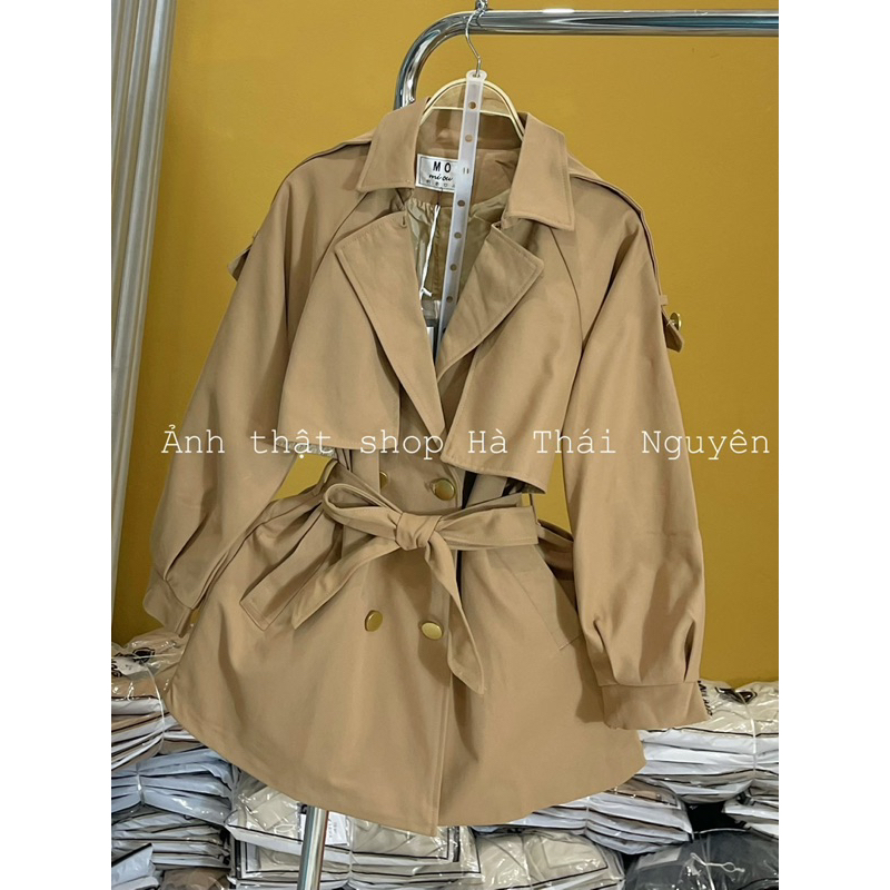 ÁO MĂNG TÔ TAY BỒNG CHẤT KAKI 2 LỚP
