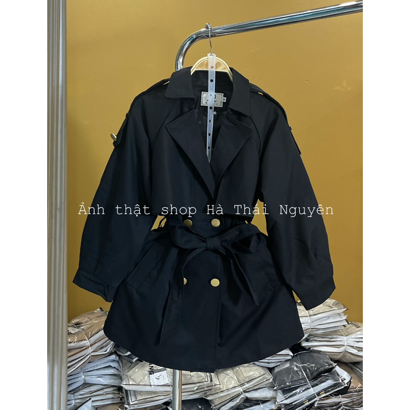 ÁO MĂNG TÔ TAY BỒNG CHẤT KAKI 2 LỚP