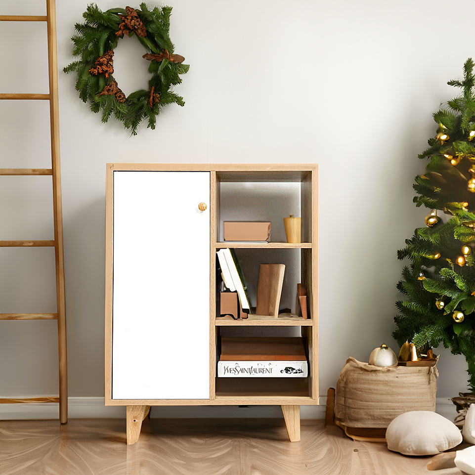 Tủ Đựng Đồ Đa Năng Leminh Có Cánh Tủ Phong Cách Nhật Bản, 1 Cửa Cánh Tủ Và 3 Tầng (KIGA)