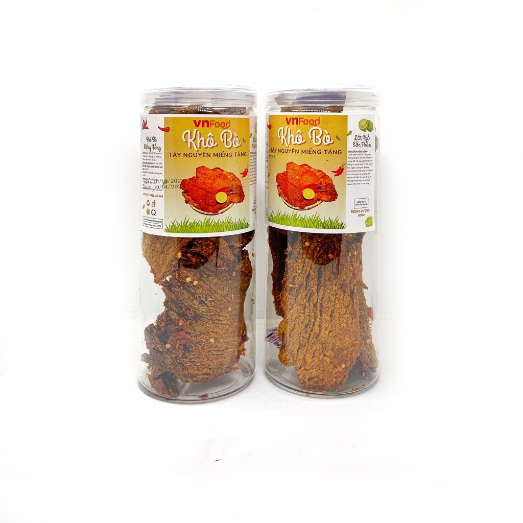 Khô Bò Miếng Tảng Tây Nguyên 500Gr Xuất Khẩu | Đồ Ăn Vặt VnFood | Khô Bò Ăn Vặt