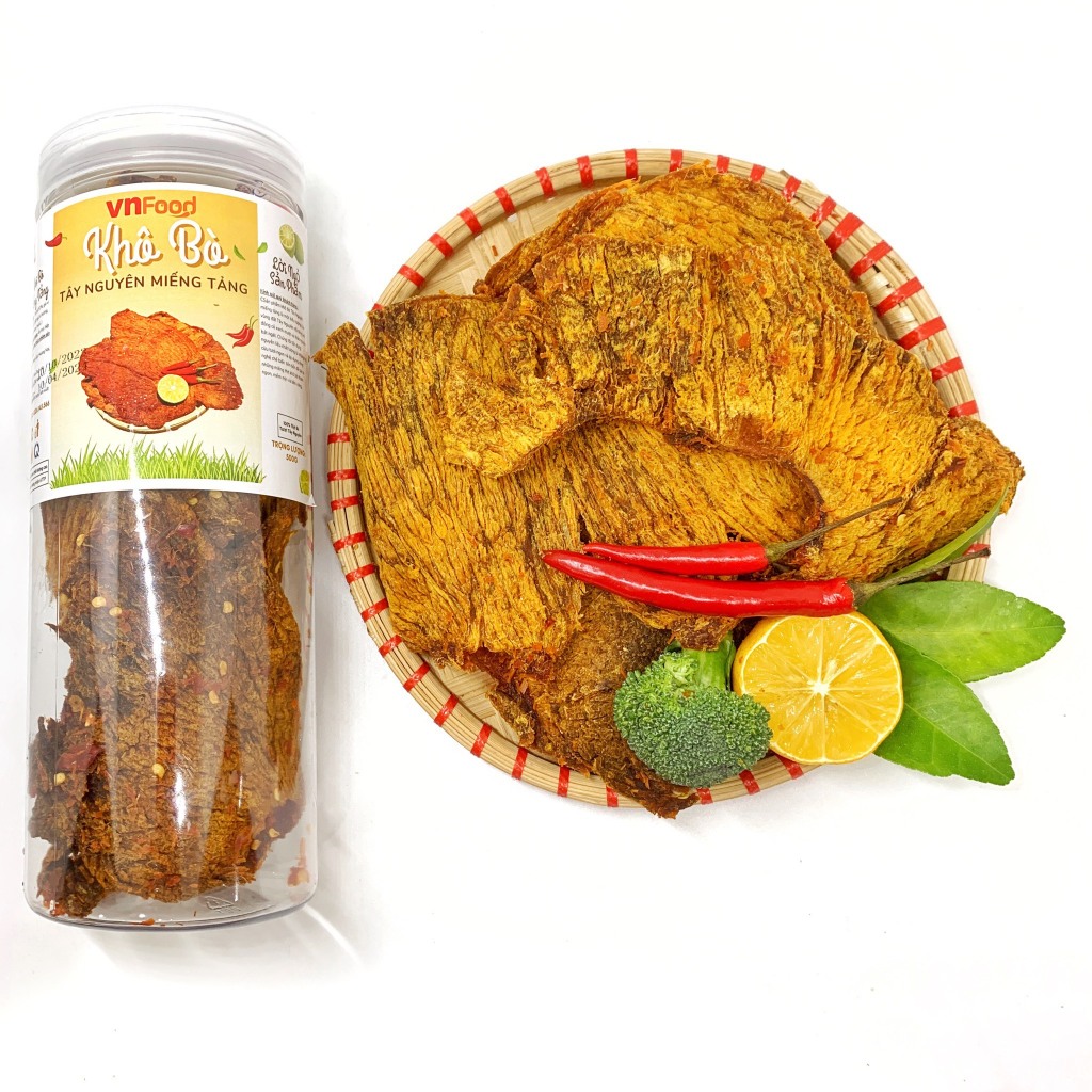 Khô Bò Miếng Tảng Tây Nguyên 500Gr Xuất Khẩu | Đồ Ăn Vặt VnFood | Khô Bò Ăn Vặt