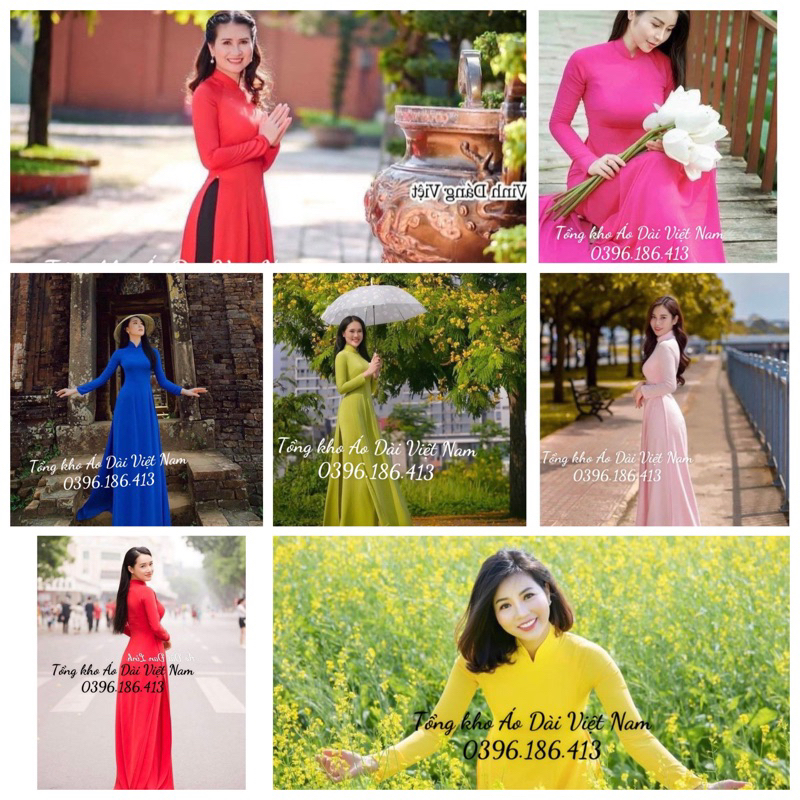 Áo dài lụa chiffon trơn 4 tà nhiều màu, chất liệu lụa mềm mịn, co dãn, màu sắc nổi bật - Tổng kho Áo dài Việt Nam