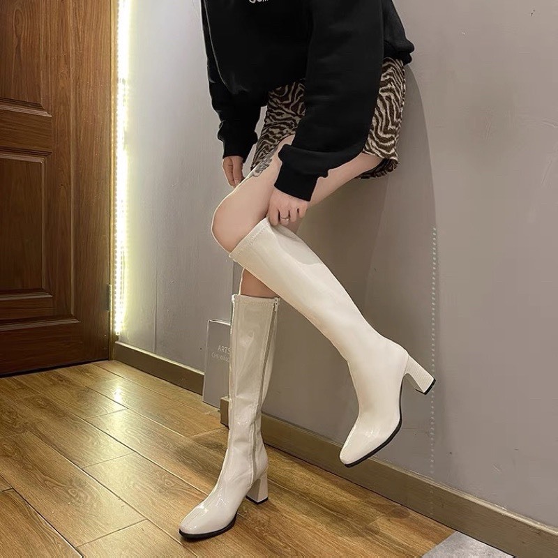 Bốt đùi nữ cao cổ da bóng 7p hot hit sẵn hàng tại kho