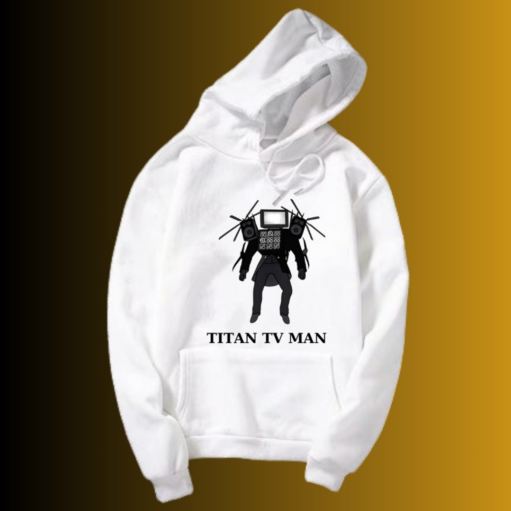 Áo thun dài tay trẻ em in hình Skibidi Toilet Titan TV Man Titan Speakerman titan Cameraman, chất nỉ lót bông mềm, có mũ