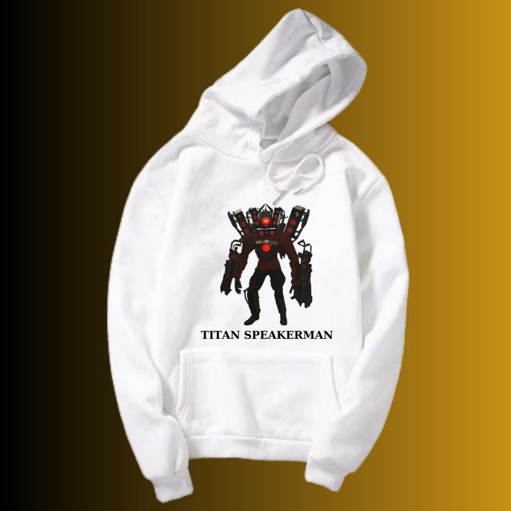 Áo thun dài tay trẻ em in hình Skibidi Toilet Titan TV Man Titan Speakerman titan Cameraman, chất nỉ lót bông mềm, có mũ