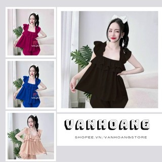 Set bộ đồ ngủ nữ mặc nhà vải voan mát mẻ tay ngắn nhiều màu