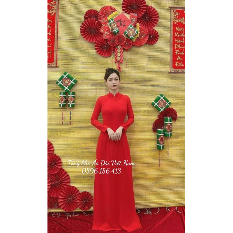 Áo dài truyền thống chất liệu lụa mềm mịn, co dãn, om form, cổ truyền thống - Tổng kho Áo dài Việt Nam