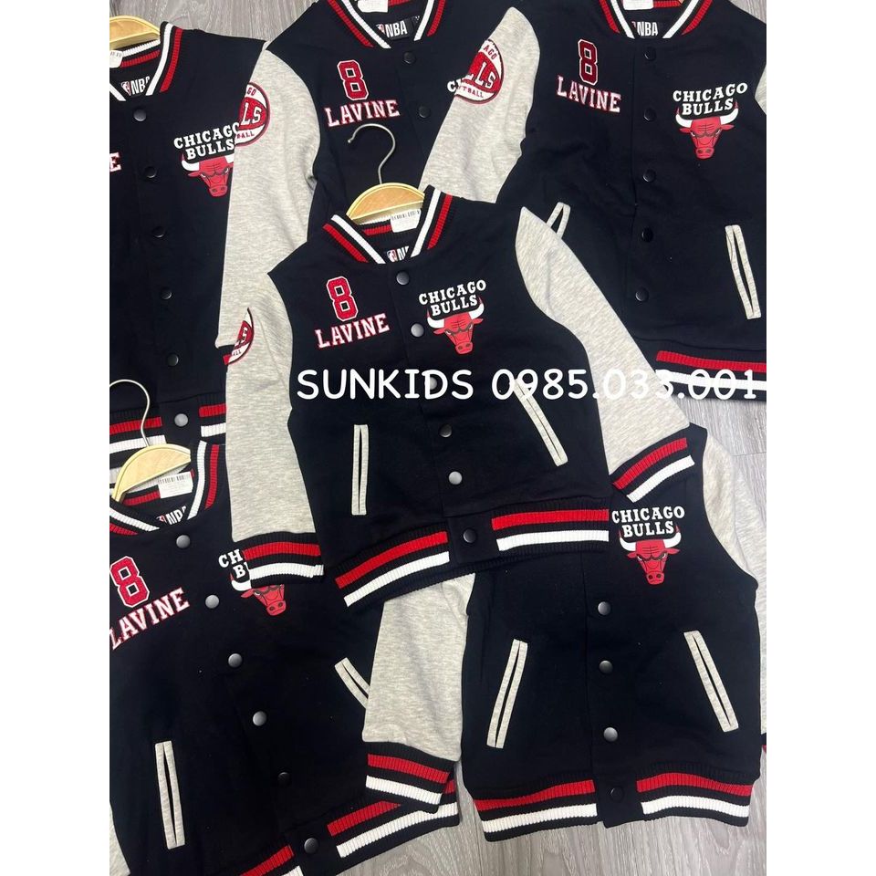 {GIÁ TỐT } Áo khoác bomber nỉ bông bé trai NBA hình đầu trâu (AO1647)