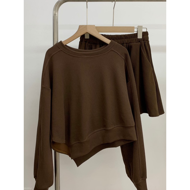 Sét Bộ Vạt Chéo Dài Tay + Quần Short Chất Nỉ Tăm