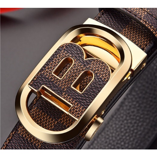 Thắt Lưng Dây Nịt Nam Da Bò 100% Dập Vân Khóa Tự Động Mặt B  - Đồ da Kingshop