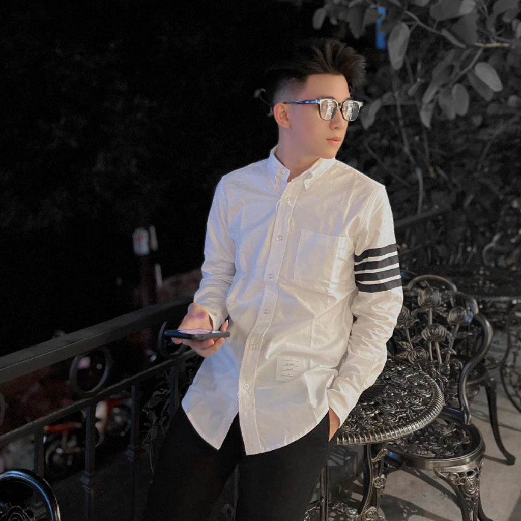 Áo sơ mi ThomBrowne chất vải mịn không nhăn - Áo Sơ Mi Nam Trơn Dài Tay Vải Cao Cấp Boy Phố áo quốc dân hot 2023