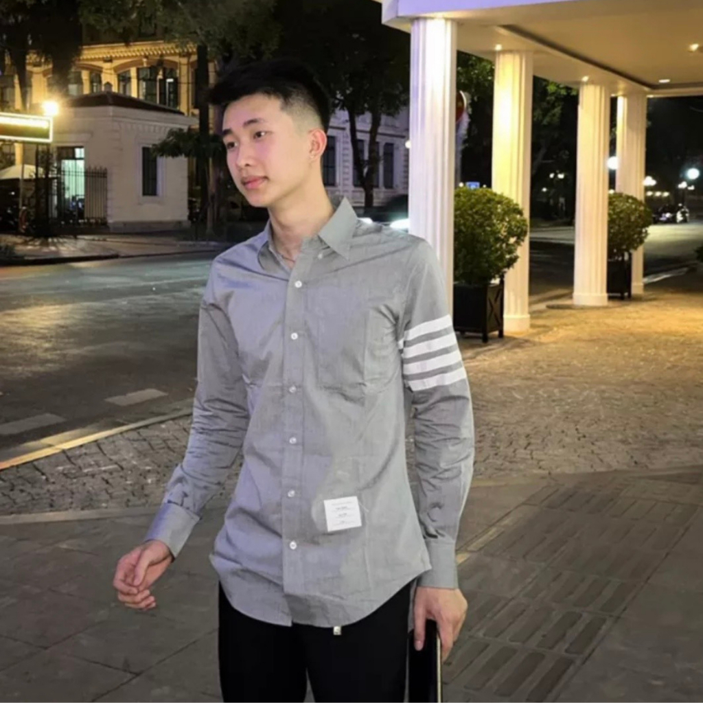 Áo sơ mi ThomBrowne chất vải mịn không nhăn - Áo Sơ Mi Nam Trơn Dài Tay Vải Cao Cấp Boy Phố áo quốc dân hot 2023