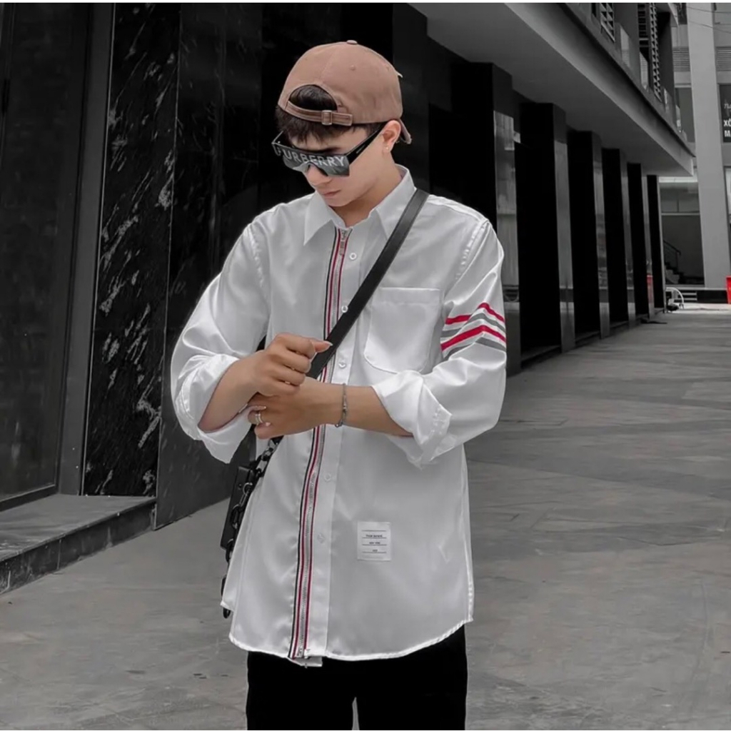 Áo sơ mi ThomBrowne chất vải mịn không nhăn - Áo Sơ Mi Nam Trơn Dài Tay Vải Cao Cấp Boy Phố áo quốc dân hot 2023