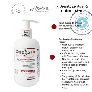 Kem dưỡng ẩm da vảy nến, vảy cá, da lão hóa Xerolys 10 Soin Emollient Longue Duree - 200ml