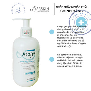 Gel tắm làm sạch, dưỡng ẩm dành cho da ngứa, da nhạy cảm, dị ứng Atolys Gell Nettoyant Surgras 200ml