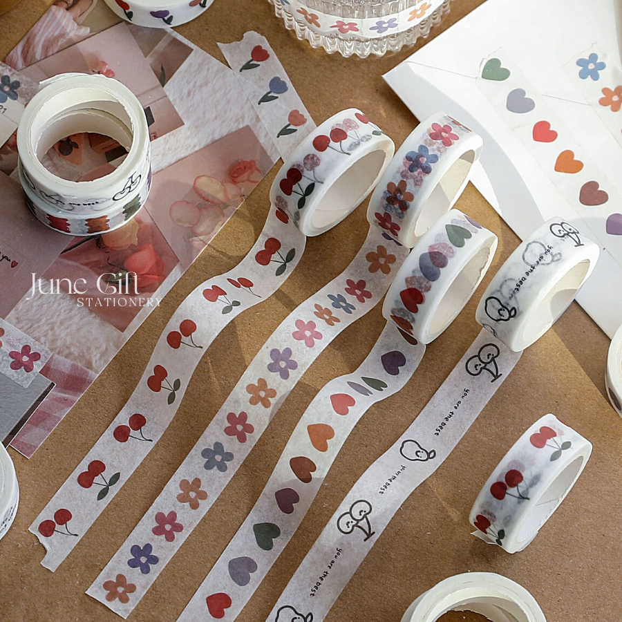 Băng dính washi họa tiết xinh xắn trang trí sổ, làm journal