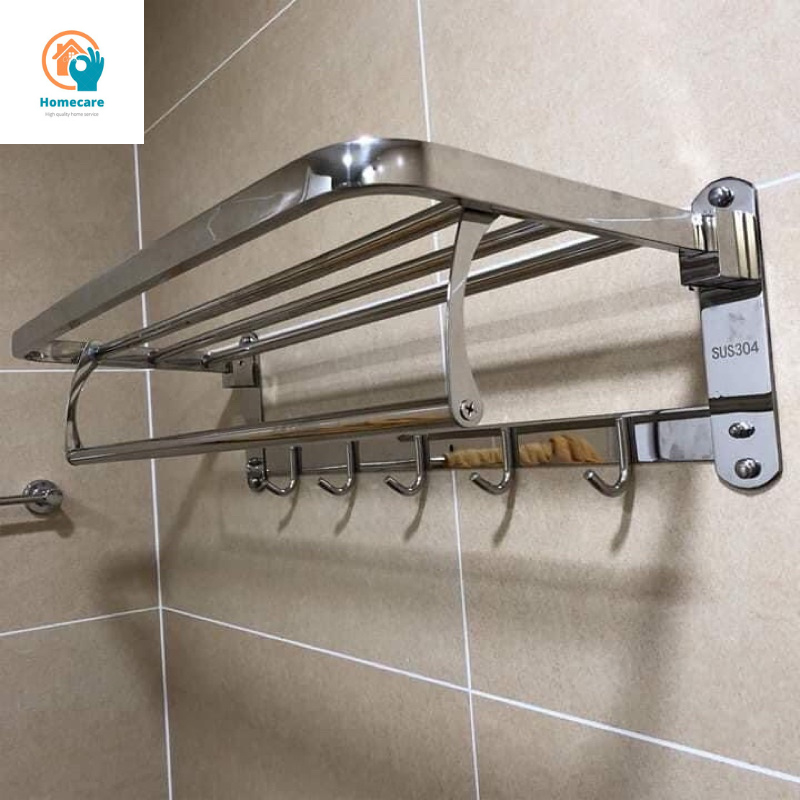 Vắt khăn nhà tắm inox 304, kệ để khăn nhà tắm, thanh vắt khăn móc treo quần áo, vắt khăn nhà tắm gấp đa năng inox 304