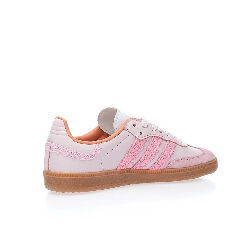 Giày thể thao samba vegan hồng nhạt dây ren