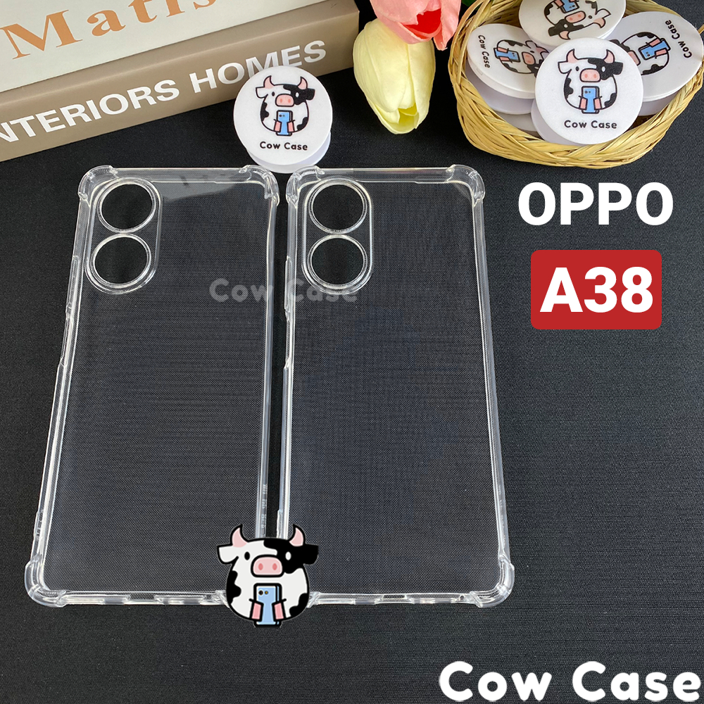 Ốp lưng Oppo A38, A18 chống sốc silicon dẻo trong Cowcase | Vỏ điện thoại Oppo bảo vệ camera toàn diện TRON