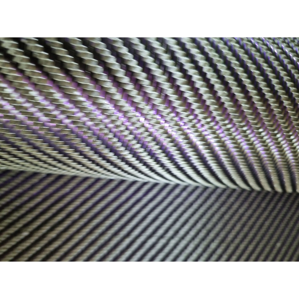 Vải carbon dệt  chéo màu tím sợi phản quang