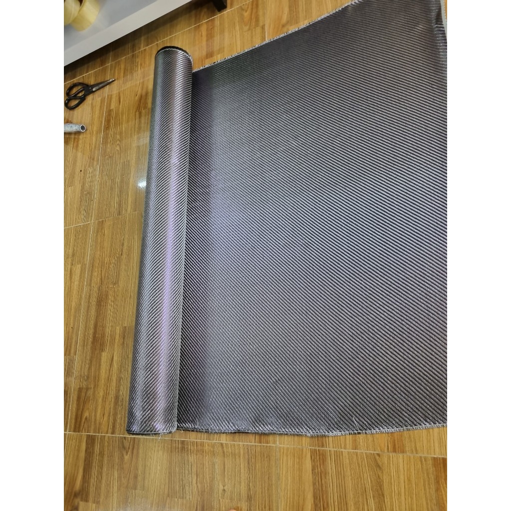 Vải carbon dệt  chéo màu tím sợi phản quang
