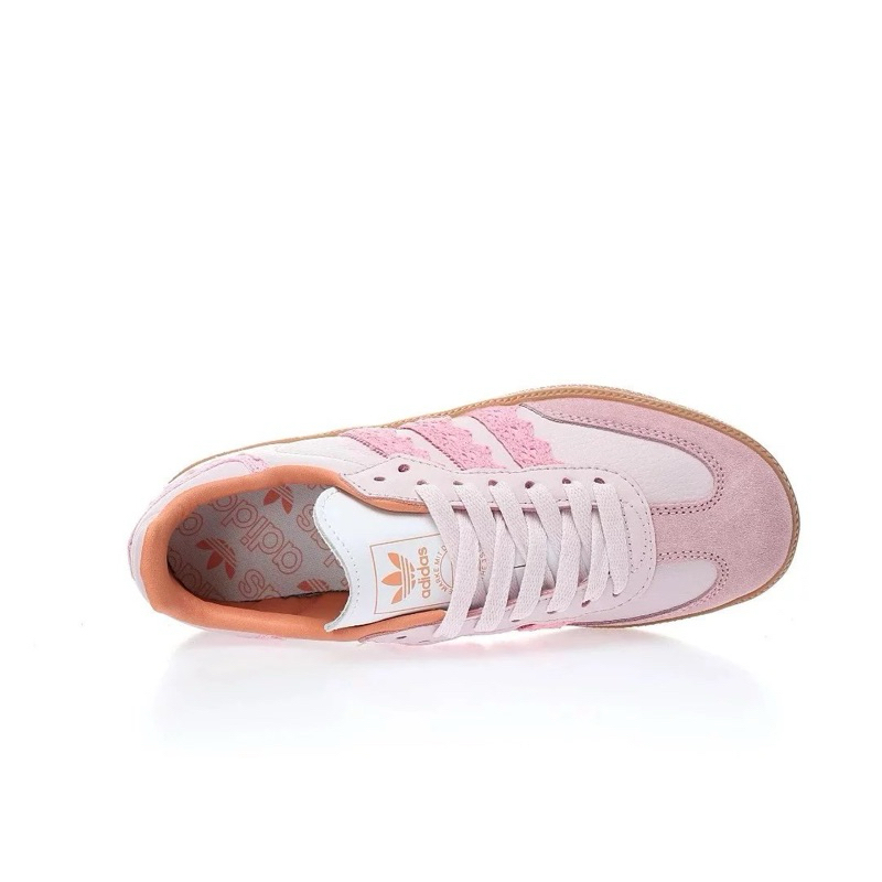 Giày thể thao samba vegan hồng nhạt dây ren