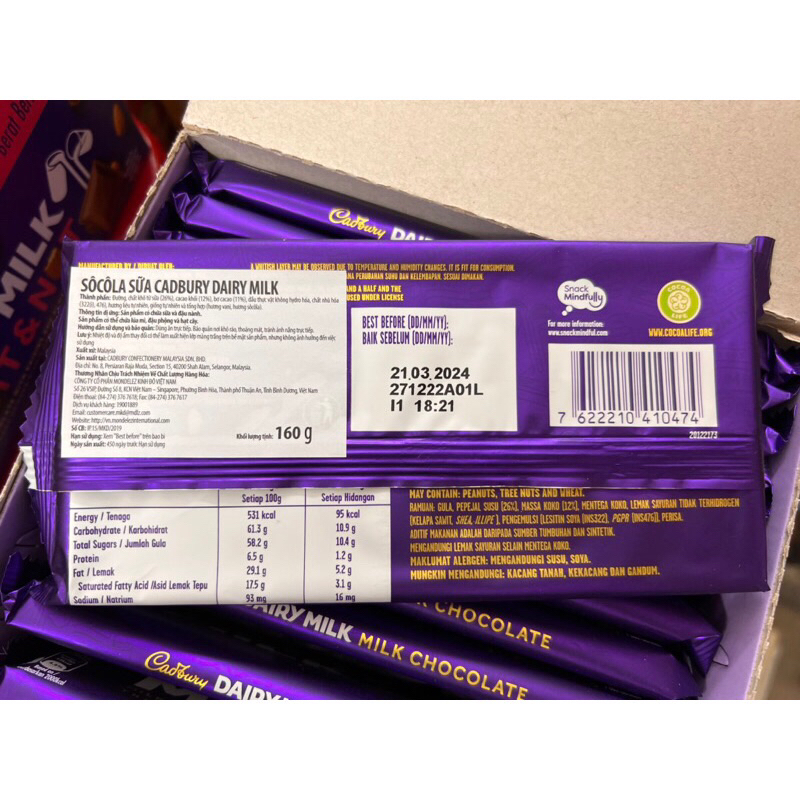 🍫 5 THANH SOCOLA HẠNH NHÂN DAIRY MILK🍫🍫