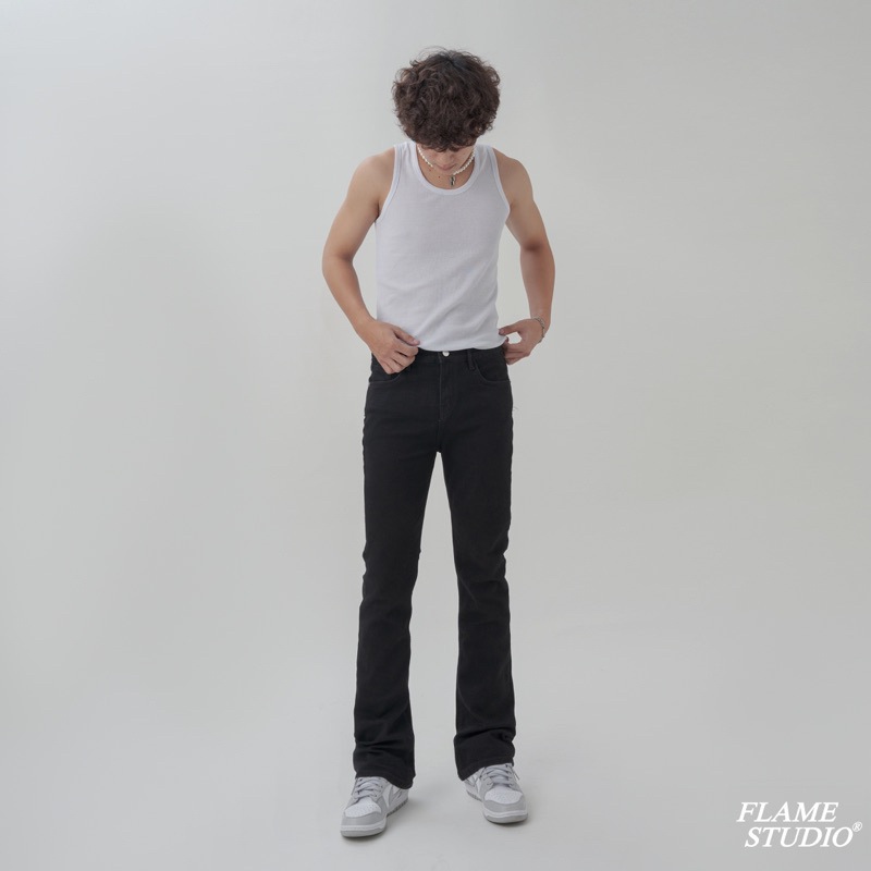 𝑭𝑳𝑨𝑹𝑬 𝑫𝑬𝑵𝑰𝑴 𝑰𝑵 𝑩𝑳𝑨𝑪𝑲 - Quần Jeans Nam Ống Loe Đen