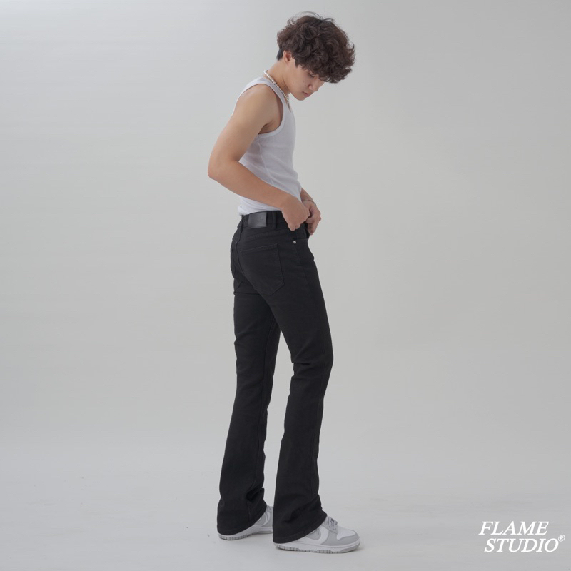 𝑭𝑳𝑨𝑹𝑬 𝑫𝑬𝑵𝑰𝑴 𝑰𝑵 𝑩𝑳𝑨𝑪𝑲 - Quần Jeans Nam Ống Loe Đen