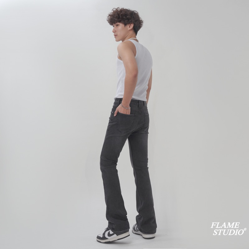 𝑭𝑳𝑨𝑹𝑬 𝑫𝑬𝑵𝑰𝑴 𝑰𝑵 𝑫𝑨𝑹𝑲 𝑮𝑹𝑬𝒀 - Quần Jeans Nam Ống Loe Xám