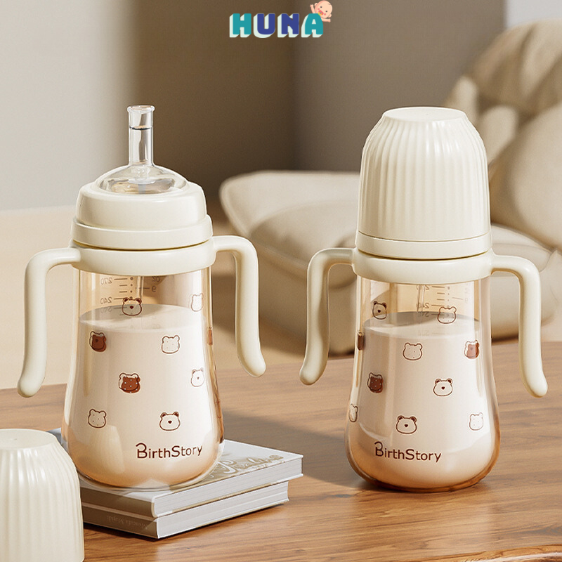 Combo Bình tập uống nước cho bé Ubmom Birthstory Hàn Quốc 300ml, kèm mỏ vịt, ống hút và núm ti
