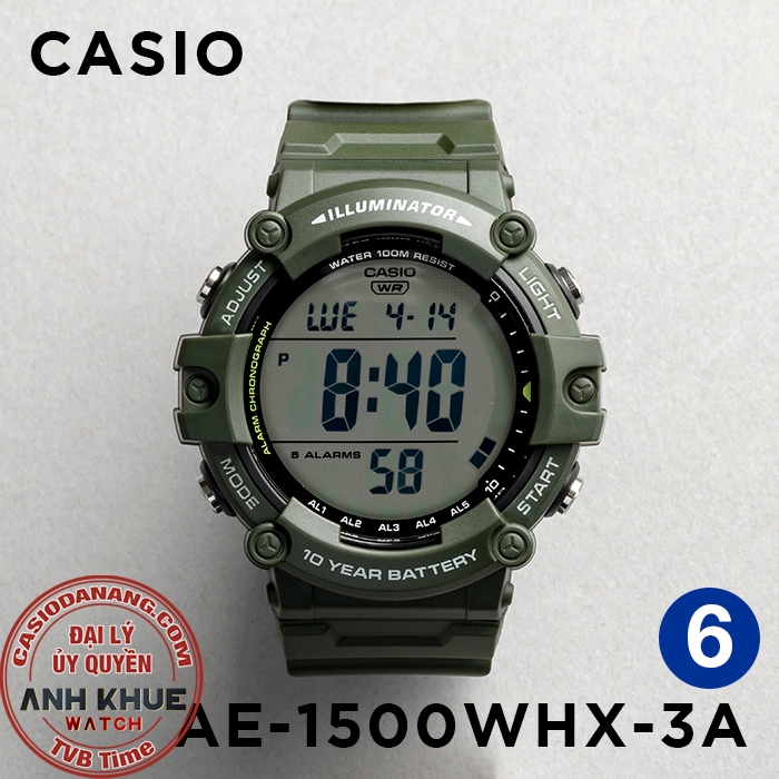 Đồng hồ nam dây nhựa Casio chính hãng Anh Khuê AE-1500 Series