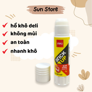 Hồ khô deli keo dán giấy chính hãng an toàn khô nhanh chắc chắn 8 gram - Sun Store