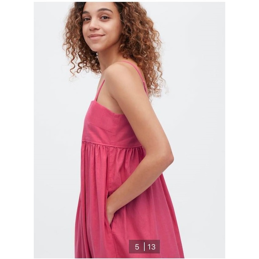 Đầm linen Uni màu hồng size M