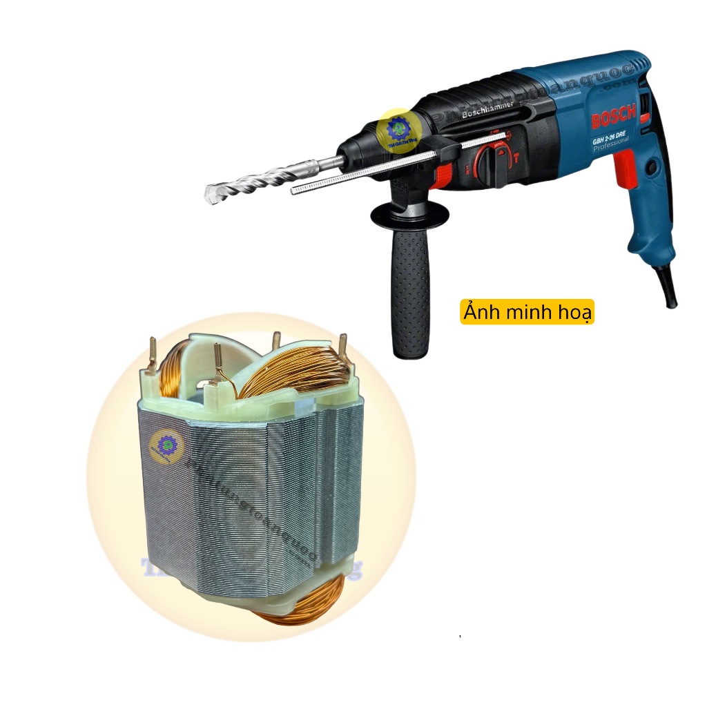 Stator Máy Khoan Bosch GBH 2-26 DRE Hoặc GSB 16 RE Các Hãng DCA/Dongcheng 05-26 100% Dây Đồng