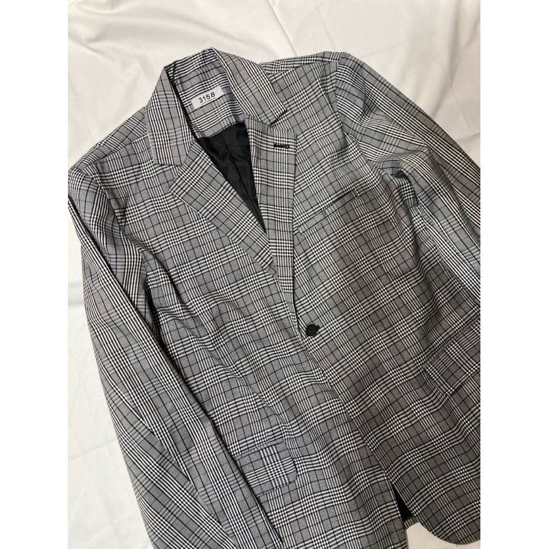 HERMES| Áo Blazer Kẻ Caro Phong Cách Hàn Quốc