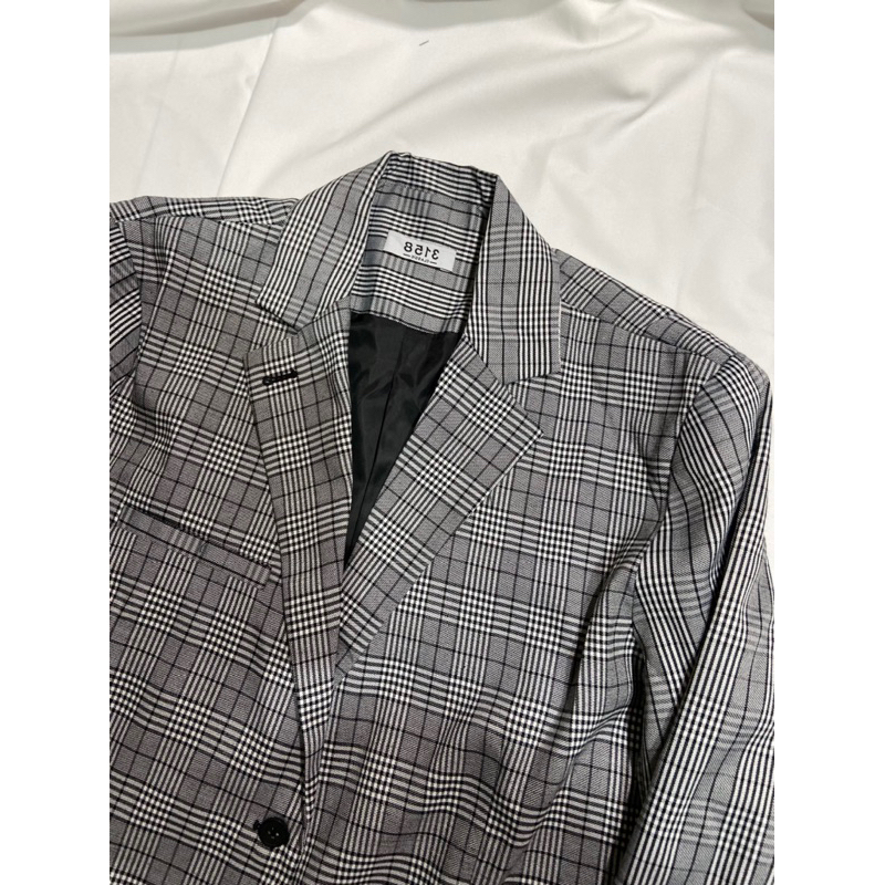 HERMES| Áo Blazer Kẻ Caro Phong Cách Hàn Quốc