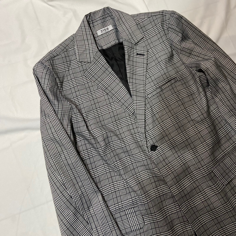 HERMES| Áo Blazer Kẻ Caro Phong Cách Hàn Quốc