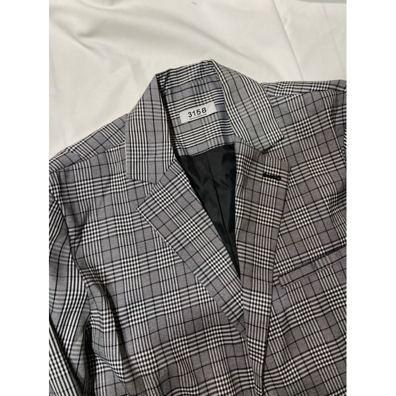 HERMES| Áo Blazer Kẻ Caro Phong Cách Hàn Quốc