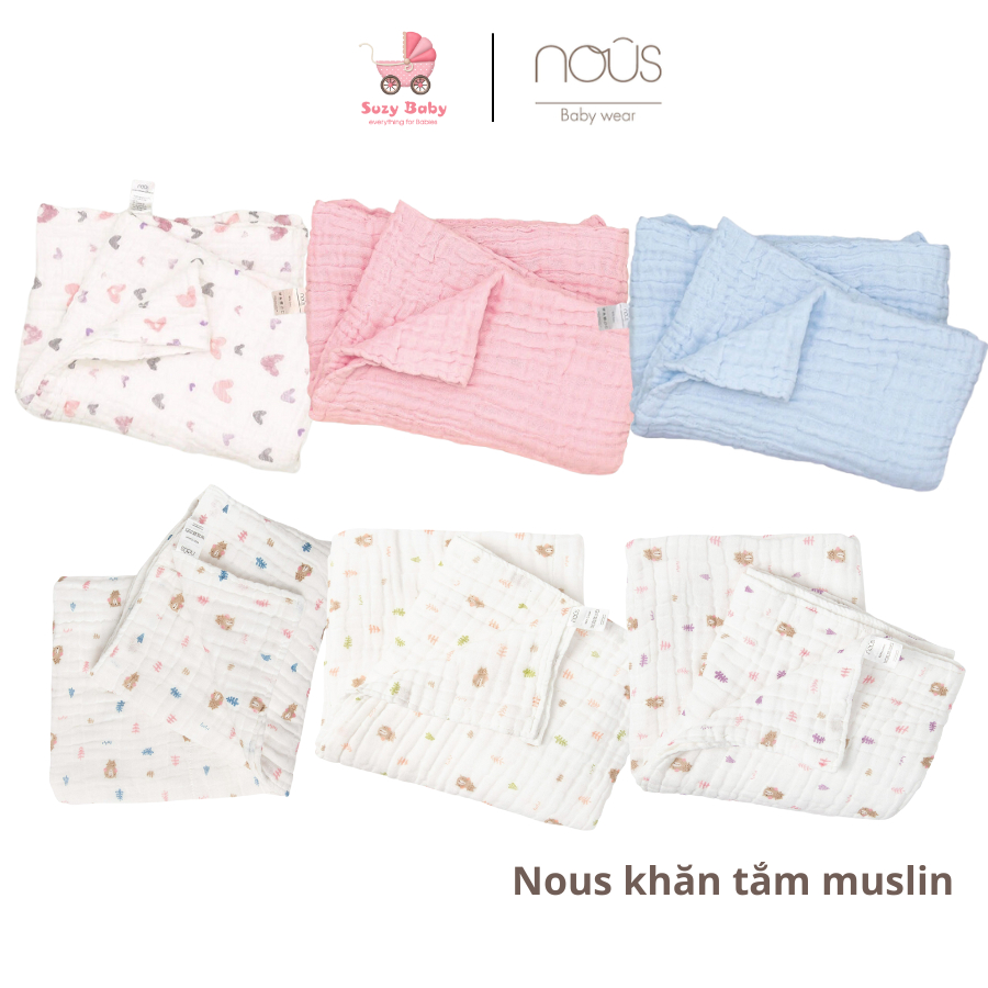 Khăn 6 Lớp Đa Năng Cho Bé Nous - Chất Liệu Nu Muslin Mềm Mại Kích Thước 110x 110cm