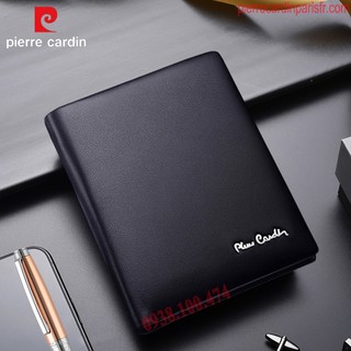 Ví da Pierre Cardin nam chính hãng màu đen da bò thật ví đứng PCJ2070