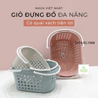 Rổ 2 quai xách 3 kích cỡ đựng đồ đa năng, đựng sữa tắm, mỹ phẩm nhựa việt nhật