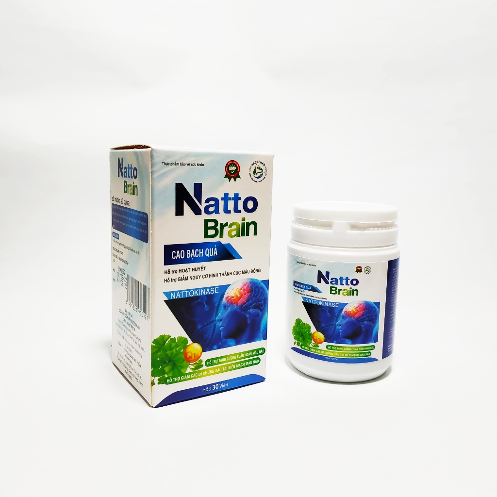 Hoạt Huyết Dưỡng Não Natto Brain – Giúp Phòng Ngừa Tai Biến Mạch Máu Não - Phục Hồi Sau Tai Biến Mạch Máu Não - Lọ 30V