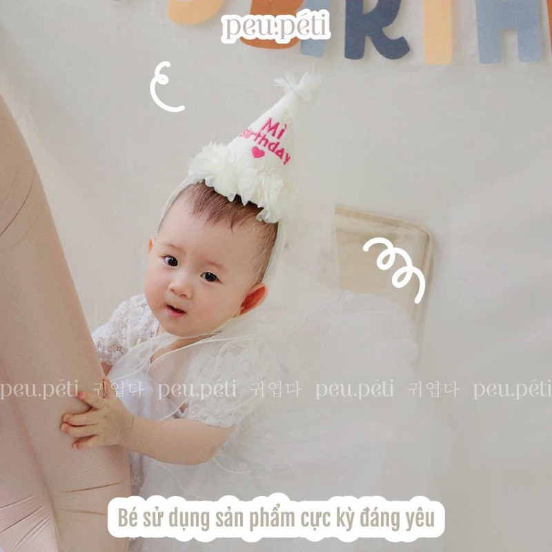 THÊU TÊN Mũ Chóp Sinh Nhật Style Hàn - by Peu.péti