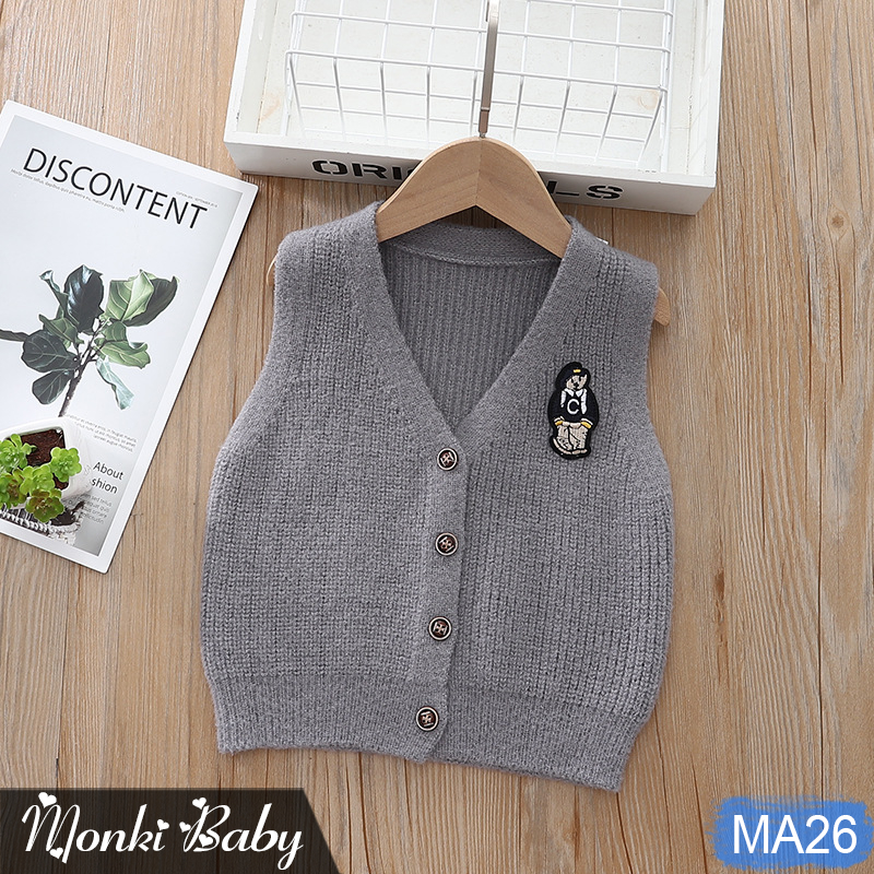 Áo len cardigan gile cổ V cho bé trai & gái, mẫu cao cấp Quảng Châu chuẩn xịn, chất len dày dặn, mềm mại dai chắc | MA26