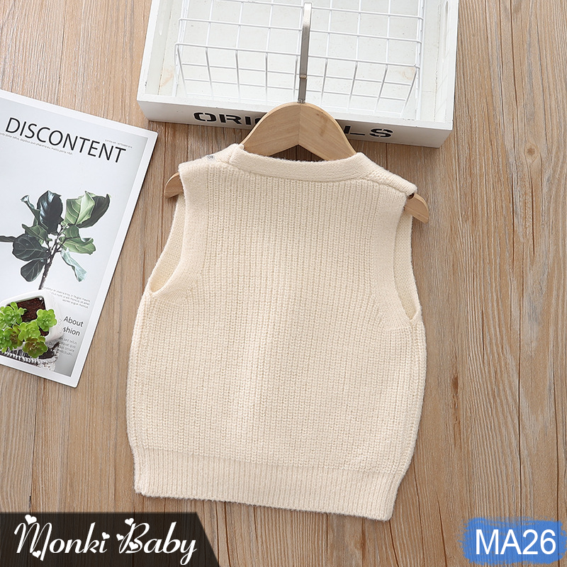 Áo len cardigan gile cổ V cho bé trai & gái, mẫu cao cấp Quảng Châu chuẩn xịn, chất len dày dặn, mềm mại dai chắc | MA26