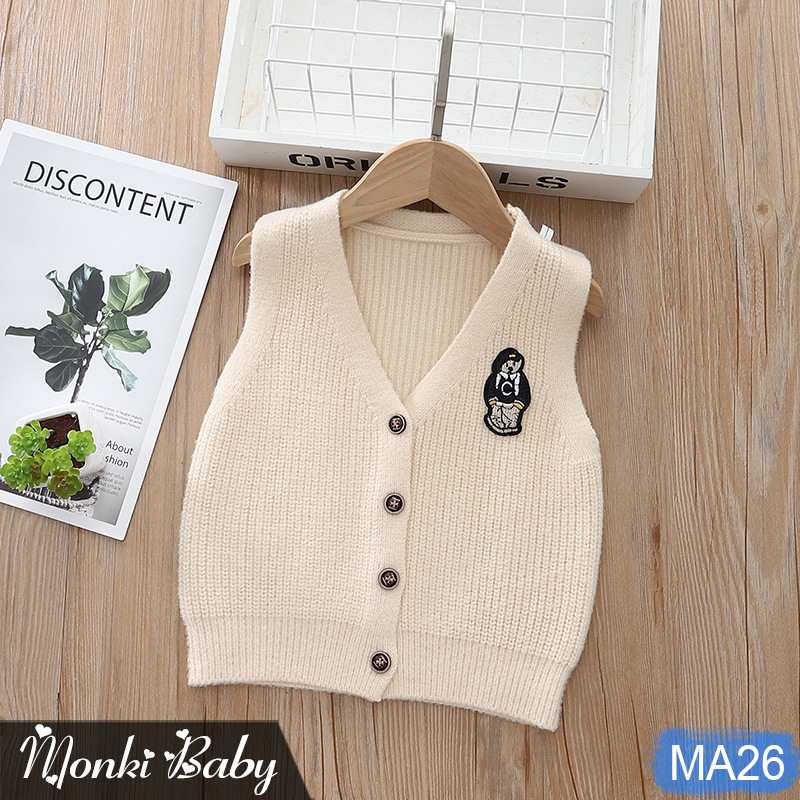 Áo len cardigan gile cổ V cho bé trai & gái, mẫu cao cấp Quảng Châu chuẩn xịn, chất len dày dặn, mềm mại dai chắc | MA26